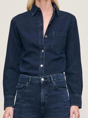 DL1961 Women's Dark Indigo Button-Down Denim Shirt